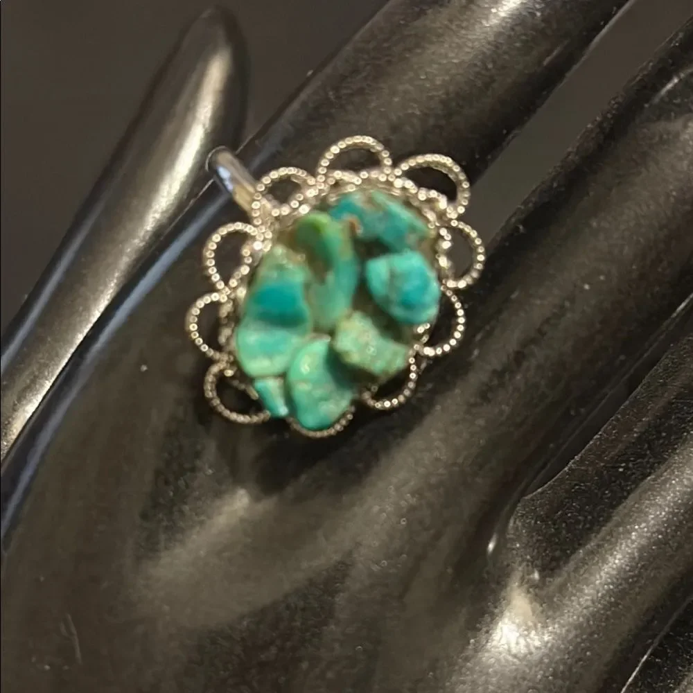 Vintage Faux Turquoise Silver Ring